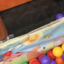TN Kids - The cushion is gone. This is where every kid crosses after going down the slide.  Exposed wood and splinters.