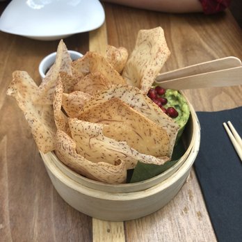 Sushi Lab Rooftop - Taro chips w/pomegranate guac - Japanese Near Me - New York, New York Sushi Lab Rooftop - Taro chips w/pomegranate guac - Japanese Near Me - New York, New York
