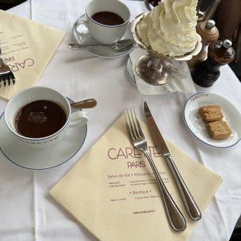 Carette - Hot chocolate with Chantilly cream - Patisserie/Cake Shop Near Me - Paris, 75 Carette - Hot chocolate with Chantilly cream - Patisserie/Cake Shop Near Me - Paris, 75