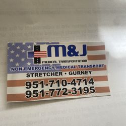 M&J Medical Transportation - M & J's business card and I