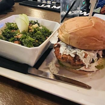 The Griffin Tavern - Nashville Hot burger + kale salad - Cocktail Bars Near Me - Denver, Colorado