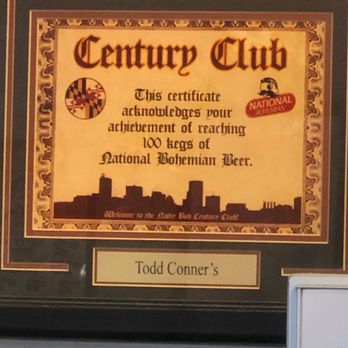 Todd Conner's - a plaque for the century club - New American Near Me - Baltimore, Maryland Todd Conner's - a plaque for the century club - New American Near Me - Baltimore, Maryland