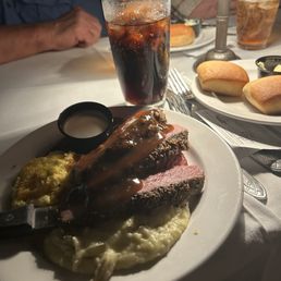 Our beef with mashed potatoes and gravy..