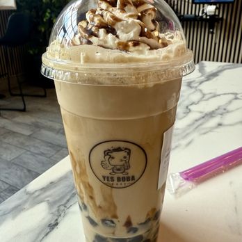 Yes Boba Cafe - Brown Sugar Macchiato with boba - Bubble Tea Near Me - Plymouth, Michigan