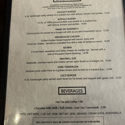 The Gaslight Dining Saloon - Menu