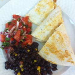 Tower Deli Cafe - Grill chicken quesadilla w/ pico de gallo an black beans salad,,,,,,,