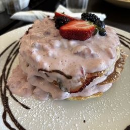 The special: strawberry cream pancakes. Oh it's decadent! The special: strawberry cream pancakes. Oh it's decadent!