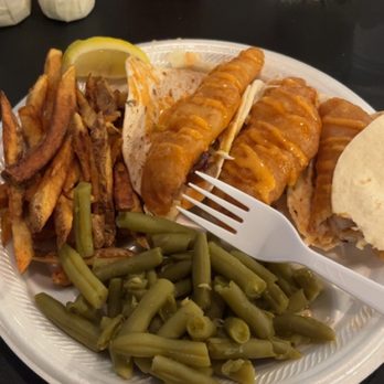 Mrs Fish Seafood Grill - Fish tacos with green beans and fries - Seafood Near Me - Myrtle Beach, South Carolina Mrs Fish Seafood Grill - Fish tacos with green beans and fries - Seafood Near Me - Myrtle Beach, South Carolina