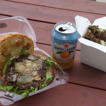 Bison Burger - Bison burger and deep fried brussel sprouts - Food Trucks Near Me Bison Burger - Bison burger and deep fried brussel sprouts - Food Trucks Near Me