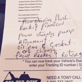 Pep Boys - The initial list made by the mechanic I dealt with at the Pep Boys counter. The actual printed estimate is too long to take a picture of. - Auto Repair Near Me - Brooklyn, New York Pep Boys - The initial list made by the mechanic I dealt with at the Pep Boys counter. The actual printed estimate is too long to take a picture of. - Auto Repair Near Me - Brooklyn, New York