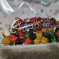 Sugar Shack - Bag of gummy fruit, eye balls and a panda