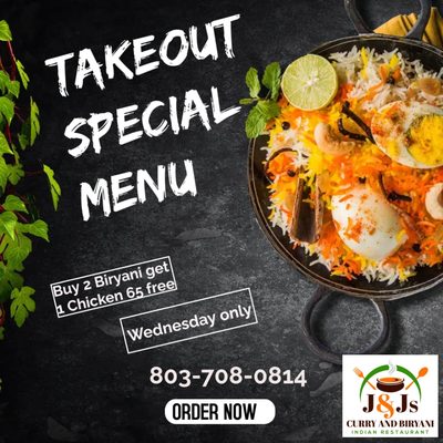 Photo of JJ'S Curry's and Biryani - Columbia, SC, US. Our Takeout specials!