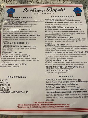 Menu photo 4 Le Barn Appetit Inn & Creperie Seward, AK Menu photo 4 Le Barn Appetit Inn & Creperie Seward, AK