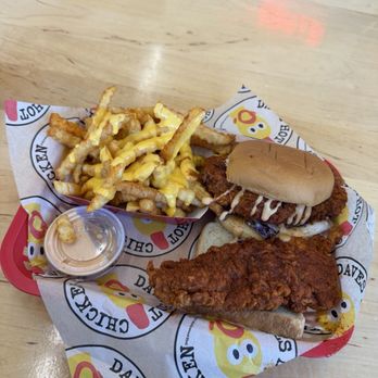 Dave's Hot Chicken - Daves #Cauli Dave's #3 1 Cauli Tender & 1 Cauli Slider w/ Fries both in medium. - Chicken Shop Near Me - Fountain Valley, California Dave's Hot Chicken - Daves #Cauli Dave's #3 1 Cauli Tender & 1 Cauli Slider w/ Fries both in medium. - Chicken Shop Near Me - Fountain Valley, California