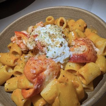 Ember & Vine - Vodka rigatoni, made with fresh pasta, pancetta,Stracciatella cheese and the most delicious perfectly cooked lobster, and lots of it! - Mediterranean Near Me - Coral Springs, Florida Ember & Vine - Vodka rigatoni, made with fresh pasta, pancetta,Stracciatella cheese and the most delicious perfectly cooked lobster, and lots of it! - Mediterranean Near Me - Coral Springs, Florida