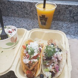 Side of beans, 2 tacos a crunch shell, the pollo ,the other was the daily special blue devil carnitas(both were amazing) Side of beans, 2 tacos a crunch shell, the pollo ,the other was the daily special blue devil carnitas(both were amazing)