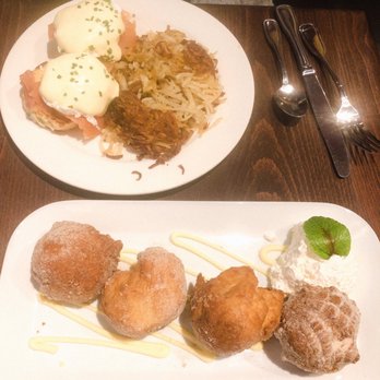 Pomegranate Bistro - Bistro Benedict w/ salmon and hash browns Savannah Hot Puffs - Breakfast & Brunch Near Me - Redmond, Washington Pomegranate Bistro - Bistro Benedict w/ salmon and hash browns Savannah Hot Puffs - Breakfast & Brunch Near Me - Redmond, Washington