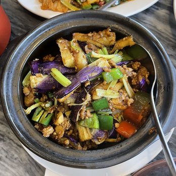 Spicy Hunan - Eggplant with minced meat - Chinese Near Me - Houston, Texas Spicy Hunan - Eggplant with minced meat - Chinese Near Me - Houston, Texas