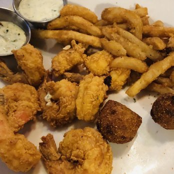 Half Shell Oyster House - Fried shrimp, seasoned fries, jalapeño hush puppies - Seafood Near Me - Biloxi, Mississippi Half Shell Oyster House - Fried shrimp, seasoned fries, jalapeño hush puppies - Seafood Near Me - Biloxi, Mississippi