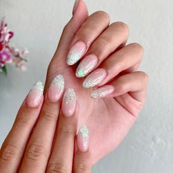 Nail World - Custom Nails, Ombré Glitter Nails, Acrylic Full Set, Almond Shape