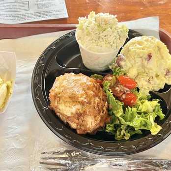 Faidley's Seafood - Cole Slaw Potato Salad Pick Three Assortment Award Winning Jumbo Lump Crabcake, deviled egg, Mini salad - Seafood Markets Near Me - Baltimore, Maryland