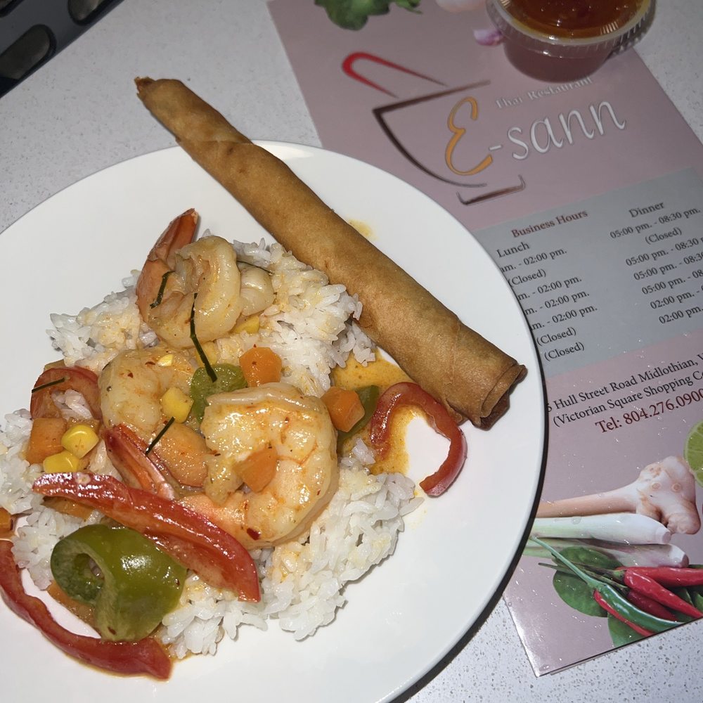 Esann Thai Restaurant - Chef's kiss Shrimp in blanket(5) and Pangnang Panang Curry - Thai Near Me - Midlothian, Virginia Esann Thai Restaurant - Chef's kiss Shrimp in blanket(5) and Pangnang Panang Curry - Thai Near Me - Midlothian, Virginia