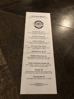 Menu photo 5 3 Flights Up Taps & Tacos Little Elm, TX