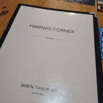 Hanna's Corner - Menu cover - American Near Me - Garden City, Kansas Hanna's Corner - Menu cover - American Near Me - Garden City, Kansas