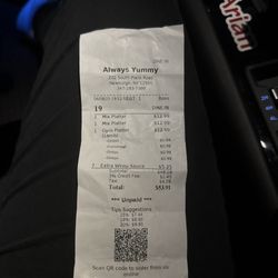 Yummy Platters - Receipt