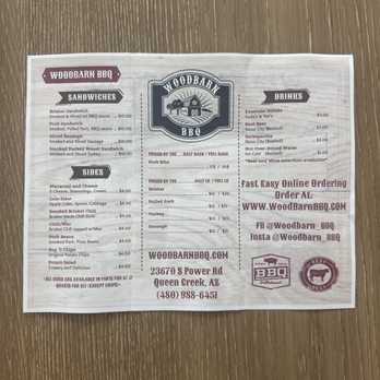 WoodBarn BBQ - Menu - Barbeque Near Me - Queen Creek, Arizona WoodBarn BBQ - Menu - Barbeque Near Me - Queen Creek, Arizona