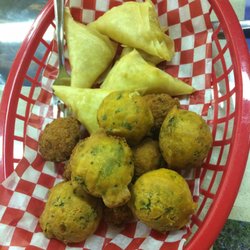 La Cuisine de Tatie - Combo of appetizers: cod fish croquettes, piment croquettes and samousas...all are excellent!!