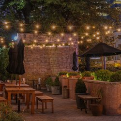Simply Lit - Bistro lights at a restaurant.