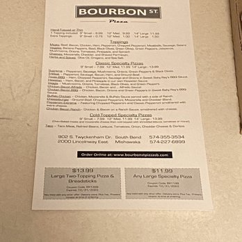 Bourbon St Pizza - Menu - Pizza Near Me - Mishawaka, Indiana Bourbon St Pizza - Menu - Pizza Near Me - Mishawaka, Indiana