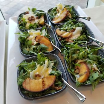 AND Fish Kitchen + Bar - Tasting portions: Arugula salad with grilled peach and goat cheese. - Seafood Near Me - Pompano Beach, Florida