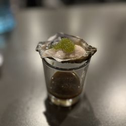 Omakase Por Favor - Oyster shooter with wasabi tobiko