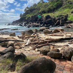 Froggie Beach - After the recent storms the beach has been washed away. There is plenty of old wood for wood turning!