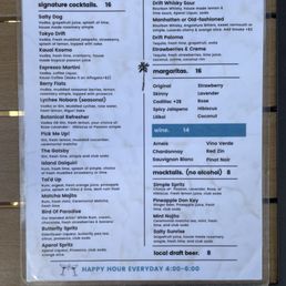 Drink menu