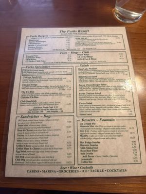 Menu photo 4 The Forks Resort Bass Lake, CA