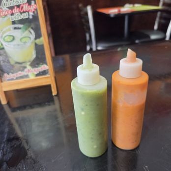 Mexiterranean Grill - Homemade sauces the green was my favorite - Mediterranean Near Me - New York, New York