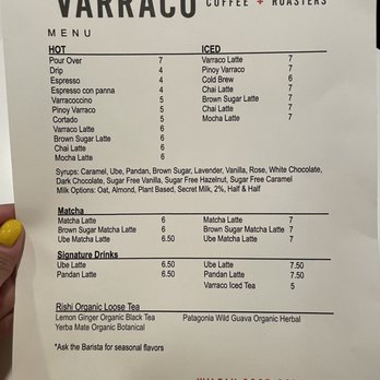 Varraco Coffee + Roasters - Menu 6/2023 - Coffee & Tea Near Me - Palm Desert, California Varraco Coffee + Roasters - Menu 6/2023 - Coffee & Tea Near Me - Palm Desert, California