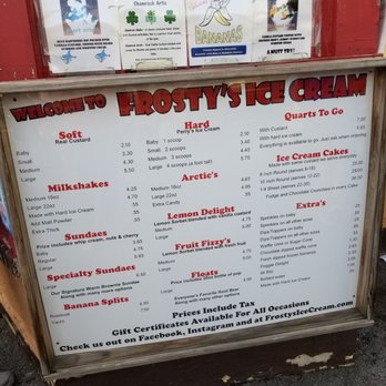 Frosty's Ice Cream - Menu~ - Ice Cream & Frozen Yogurt Near Me - Lancaster, New York