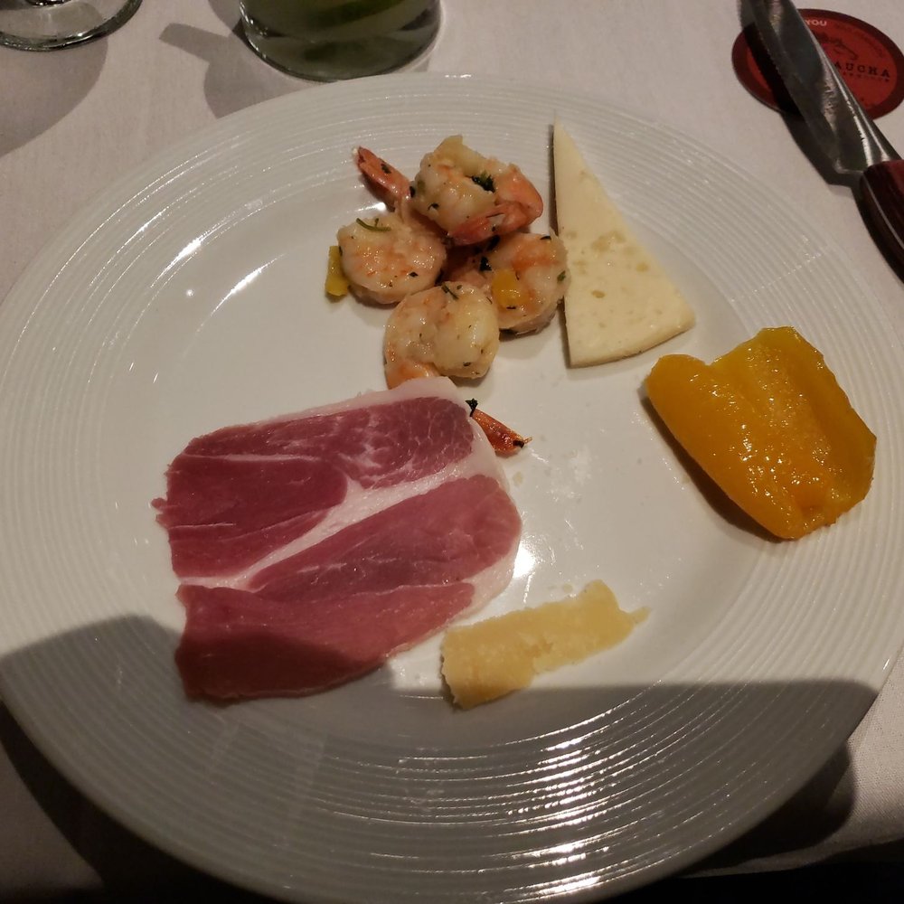 Terra Gaucha - Prosciutto,shrimp salad,Swiss cheese, roast pepper, - Brazilian Near Me - Tampa, Florida Terra Gaucha - Prosciutto,shrimp salad,Swiss cheese, roast pepper, - Brazilian Near Me - Tampa, Florida