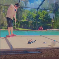Crystal Clear Pools - Patrick Cleaning the pool and scrubbing the walls, and Crystal is taking notes and providing a detailed summary