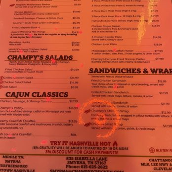 Champy’s - Menu - American Near Me - Smyrna, Tennessee