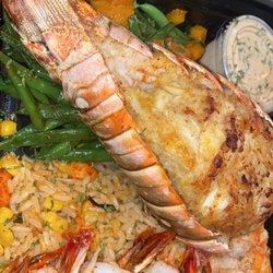 Hergs Eatery Chef Deedy - Stuffed Lobster with crawfish rice and green-beans