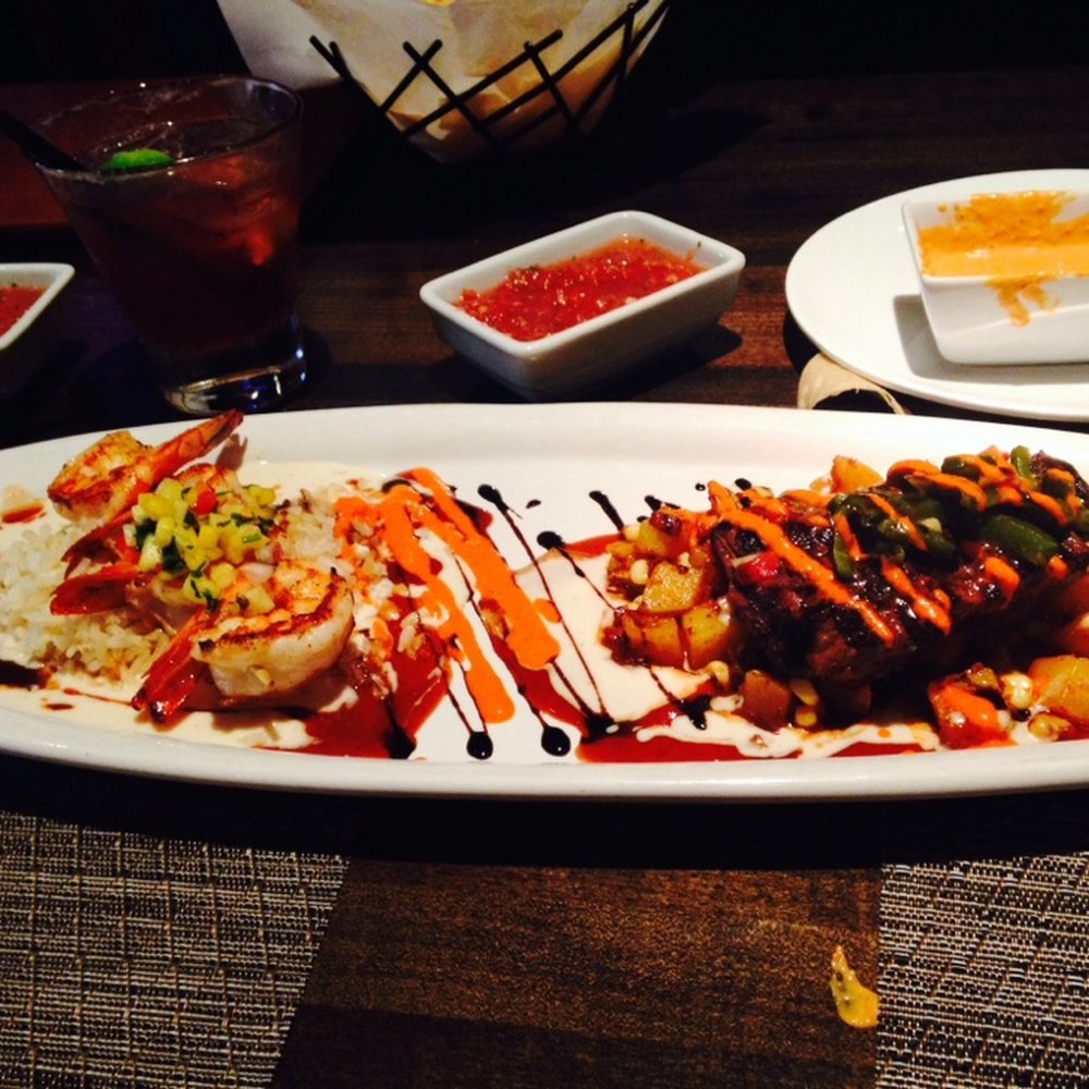 Luna Modern Mexican Kitchen - Tender sirloin steak with 4 jumbo (small) shrimp. - Mexican Near Me - Corona, California Luna Modern Mexican Kitchen - Tender sirloin steak with 4 jumbo (small) shrimp. - Mexican Near Me - Corona, California