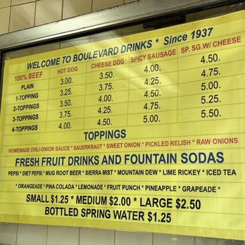 Boulevard Drinks - Menu May 2022 - Hot Dogs Near Me - Jersey City, New Jersey