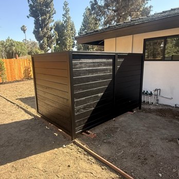 OC Gates - Pool equipment cover metal frame and wood inserts in Fullerton - Fences & Gates Near Me - Laguna Niguel, California OC Gates - Pool equipment cover metal frame and wood inserts in Fullerton - Fences & Gates Near Me - Laguna Niguel, California