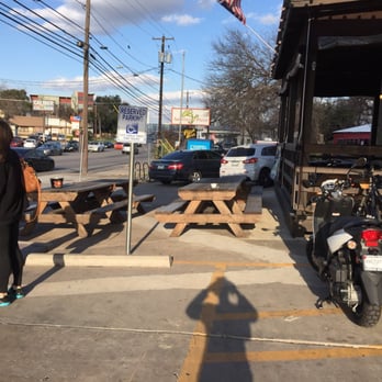 Brown's Bar-B-Que - Outdoor seating (or you can eat in the bar to the right) - Barbeque Near Me - Austin, Texas