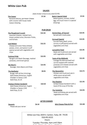 Menu photo 3 White Lion Tulsa, OK Menu photo 3 White Lion Tulsa, OK